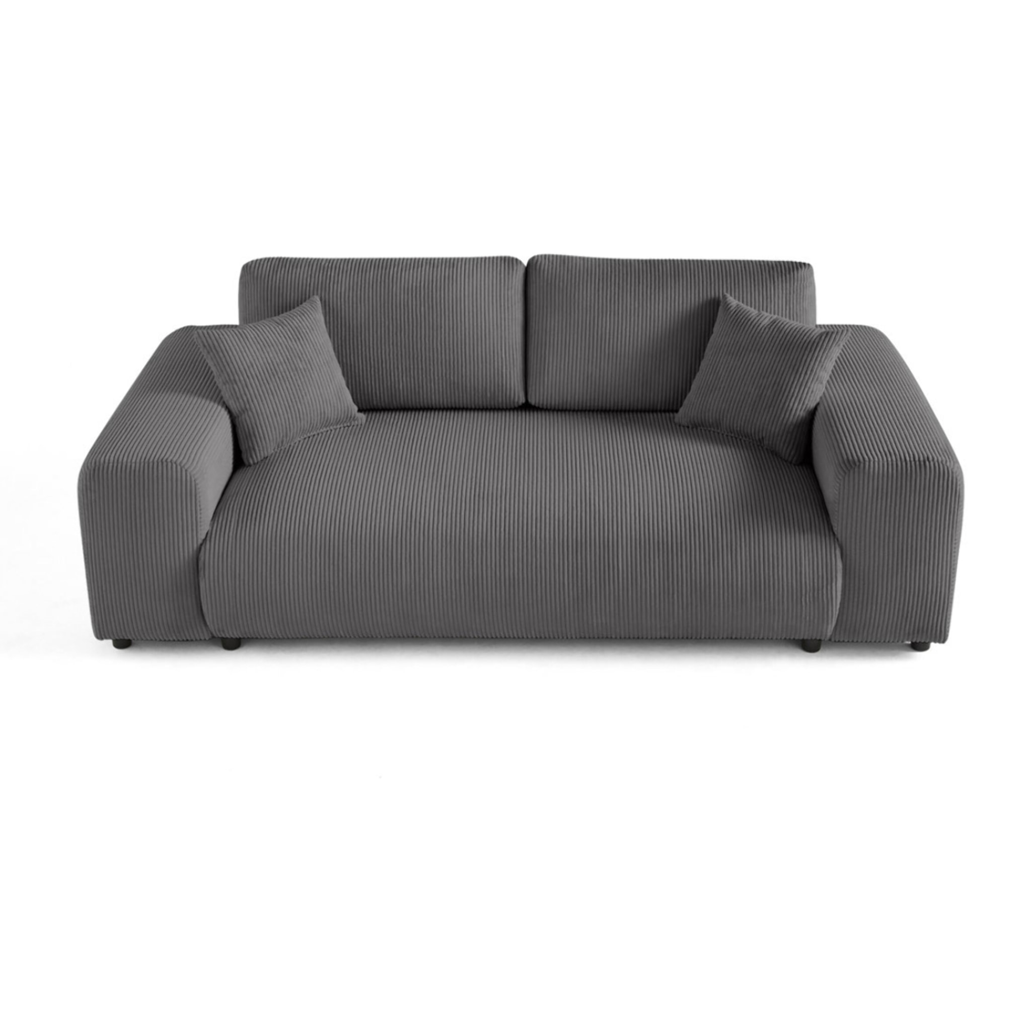 Garance - canapé droit 3 places - en velours côtelé - Gris foncé