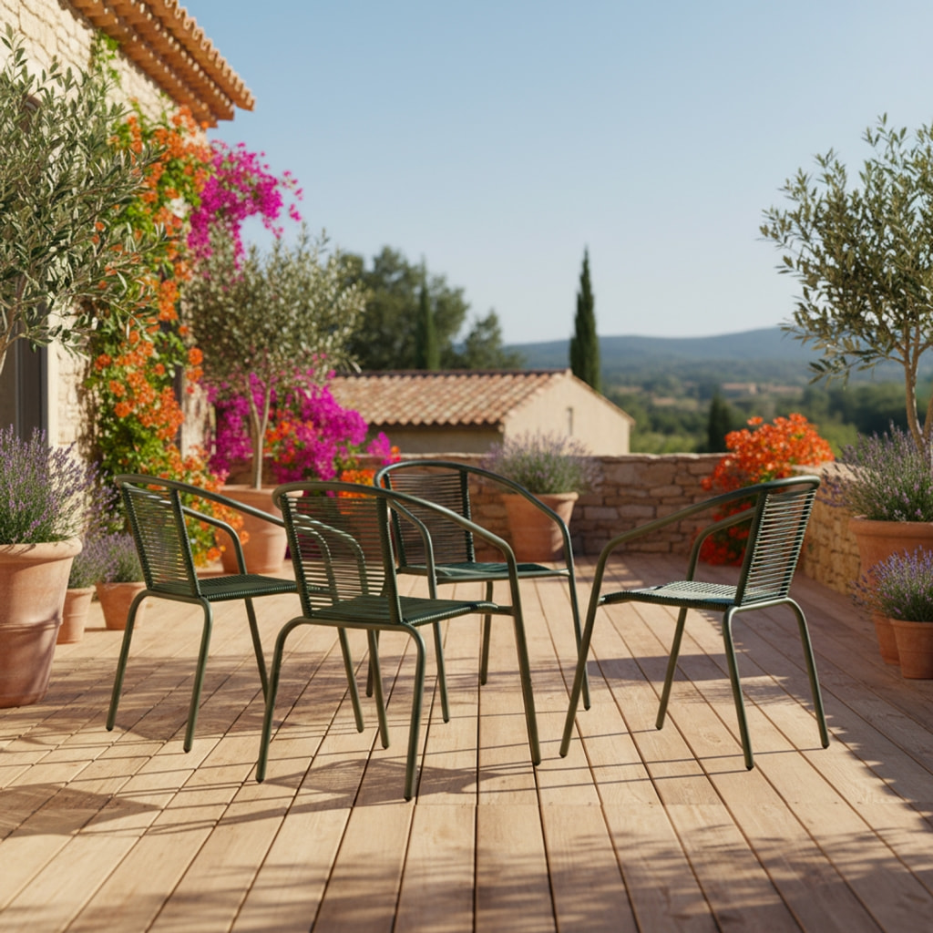 Fauteuil de jardin acier et résine (lot de 4) TONALA