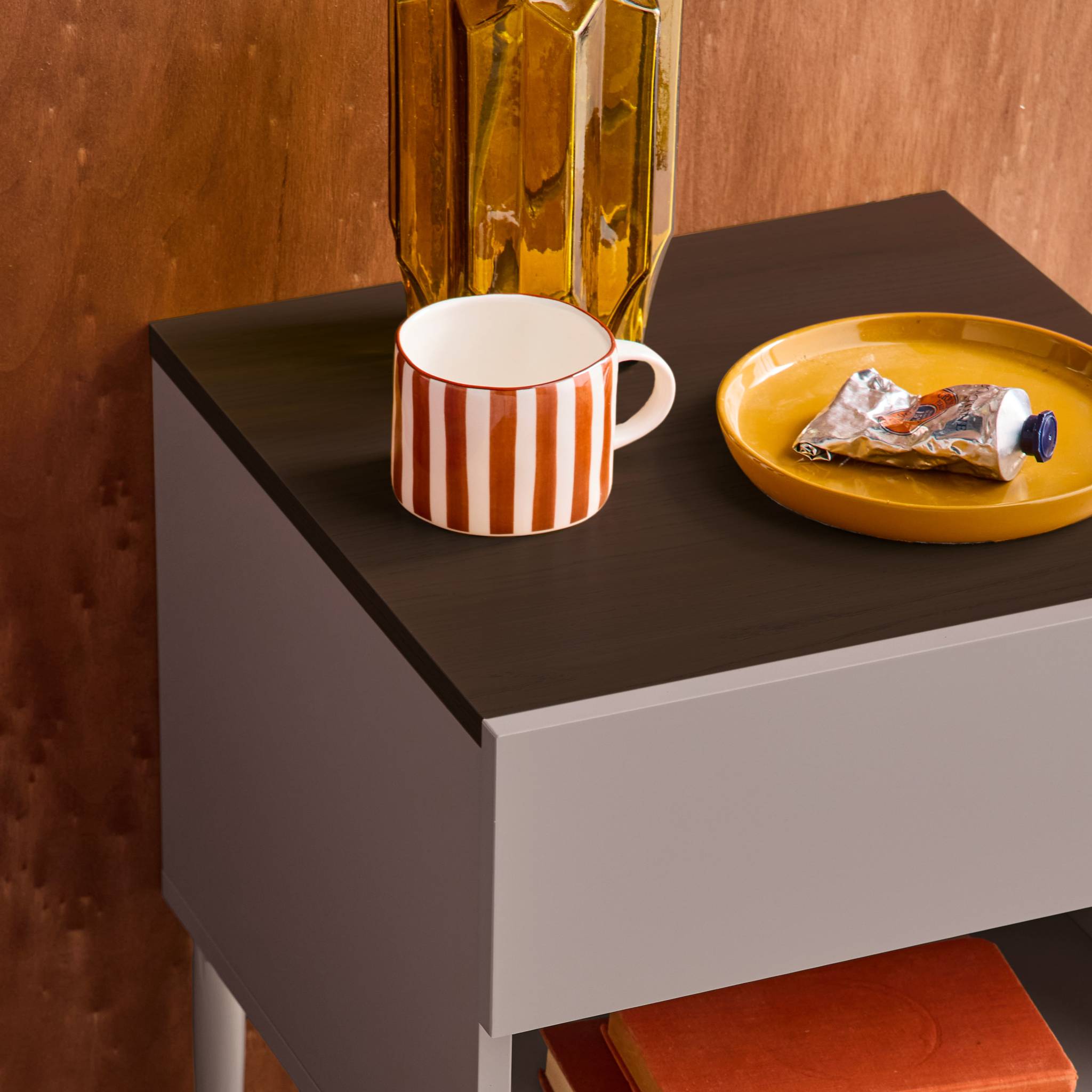 Table de chevet métal et décor bois 1 porte 1 niche (lot de 2) ASHTON