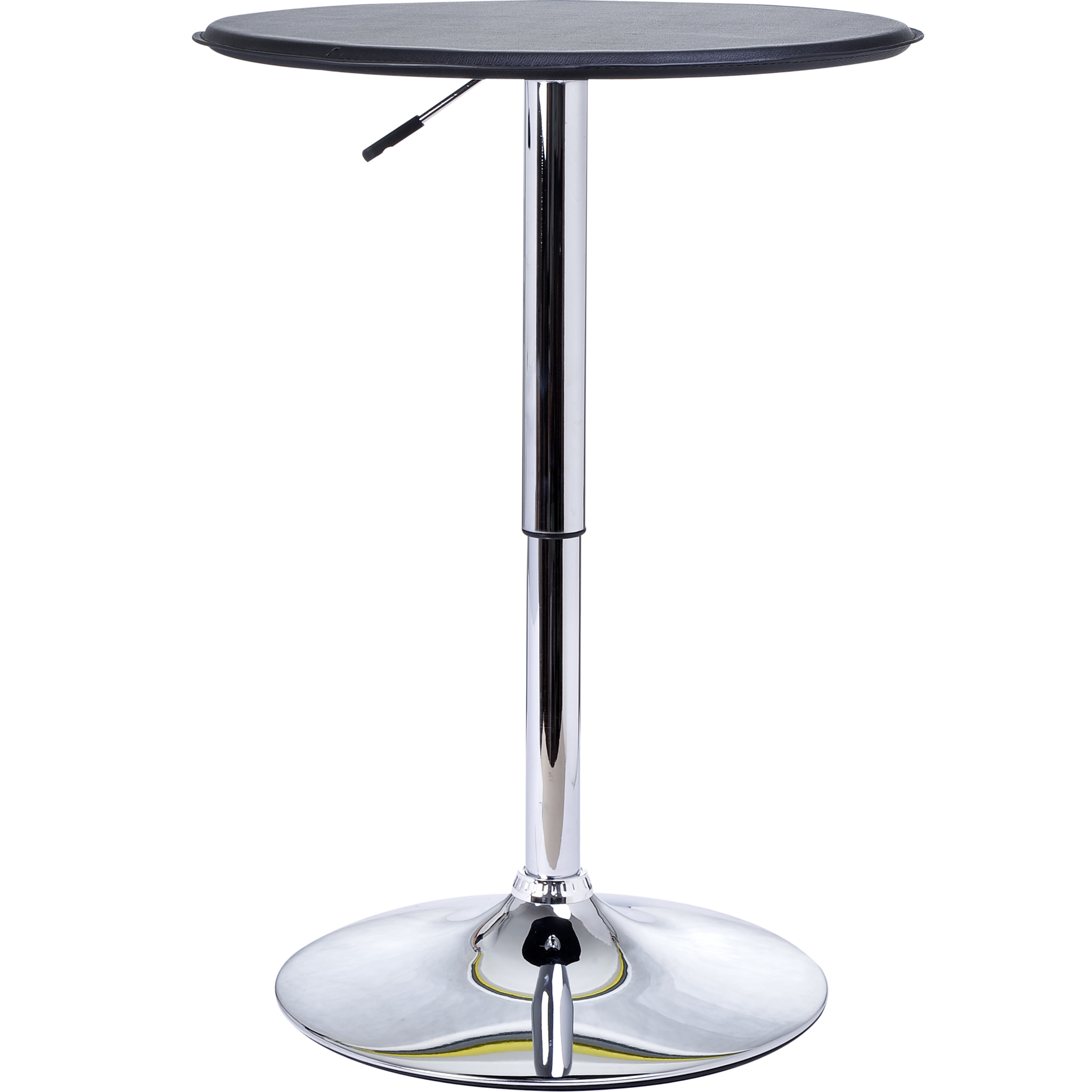 Table de bar table bistro chic style contemporain table ronde hauteur réglable 67-93 cm Ø 63 cm plateau pivotant 360° métal chromé PVC noir