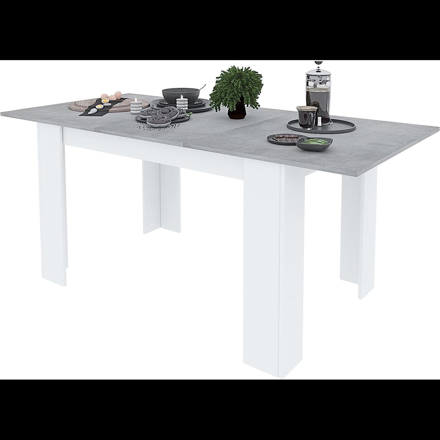 Tavolo da Pranzo Allungabile Estensibile Fino a 190 cm Tavolino Per 6 Persone Salotto Soggiorno Salone Design Moderno 190 x 78 x 90 cm Bianco Grigio
