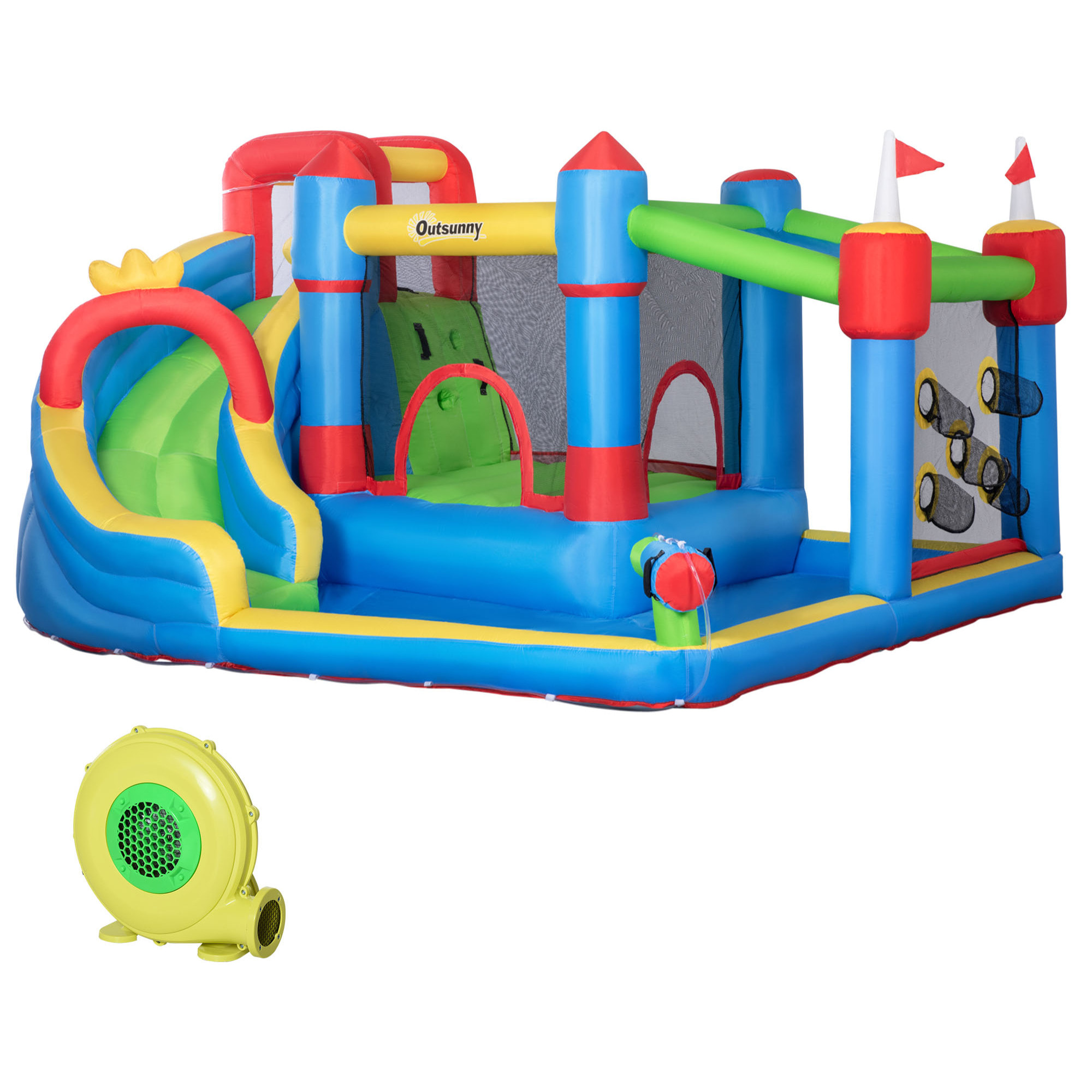 Castillo Hinchable Infantil con Tobogán Castillo Hinchable para Niños 3-8 Años con Cama de Salto Piscina Inflador y Bolsa de Transporte 390x300x197 cm Multicolor