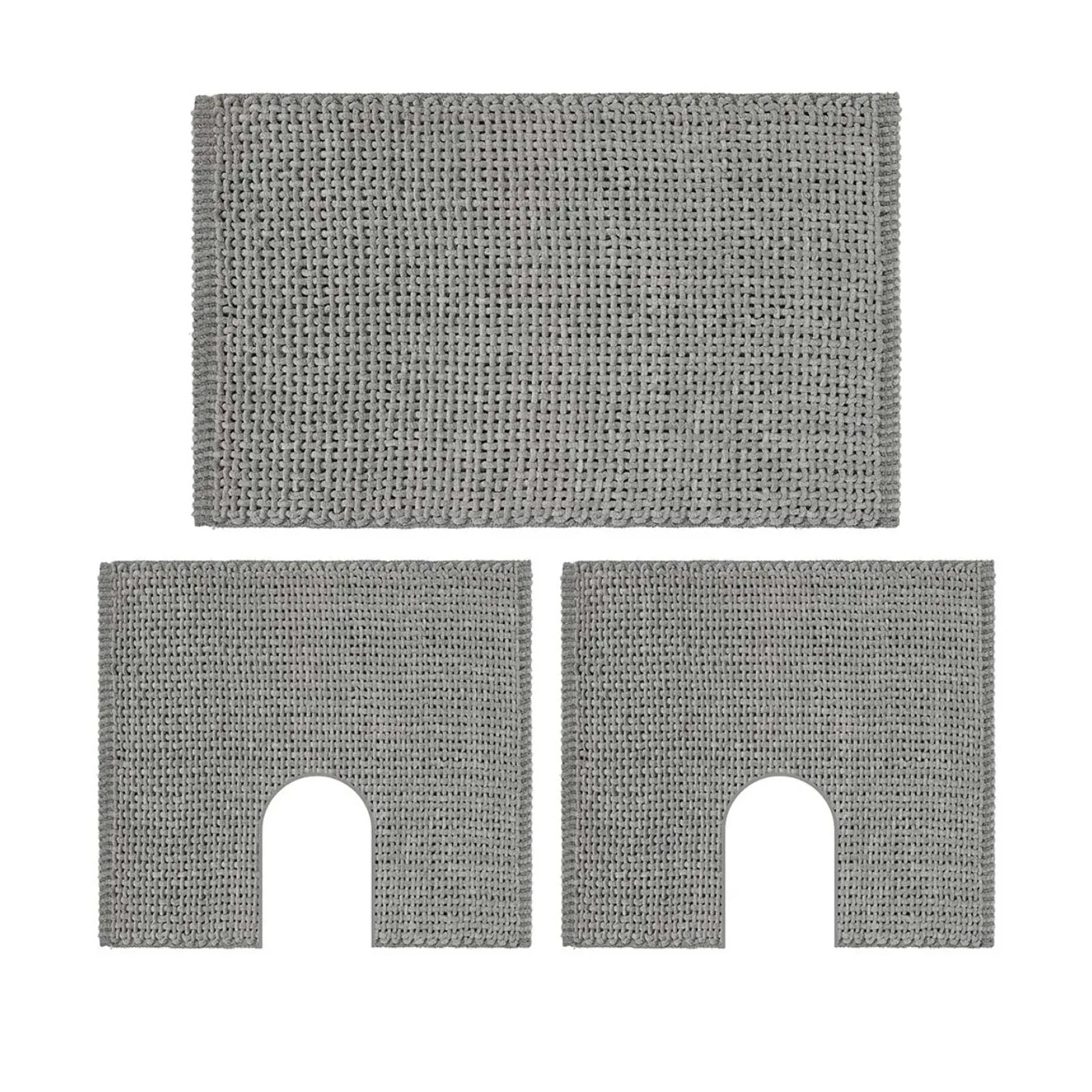 3 tappeti bagno CRAZY CEMENTO in microfibra misto cotone, morbido antiscivolo lavabile in lavatrice, tappetino lavabo sanitari bagno