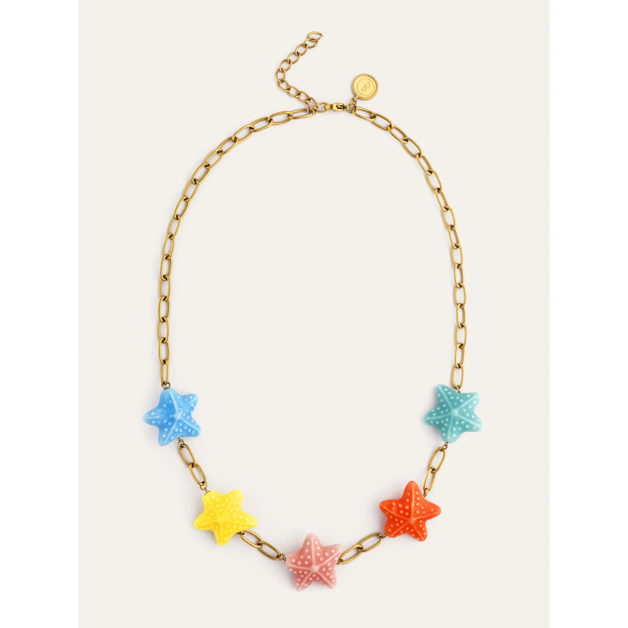 Collar Starfish Chic Color Acero Baño Oro