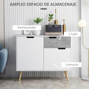 Armario de Salón con 2 Puertas 1 Cajón para Oficina Estudio 98x39x81,5 cm Blanco