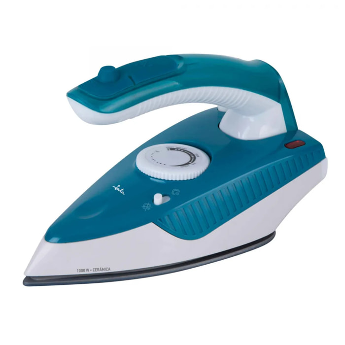Plancha de vapor de viaje JATA JEPL2810 con suela cerámica. Mango abatible. Bitensión