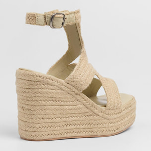 Sandalias de cuña Mirta Beige 11 cm