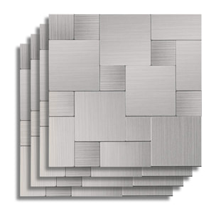 Crédence adhésive murale 3D  - Effet tressé 4 pièces - Argent