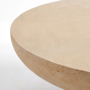 Table basse ronde beige en fibre d'argile effet béton D90 cm - Paros