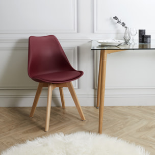 Chaise Scandinave Coque Rembourree Bordeaux - Lot de 2