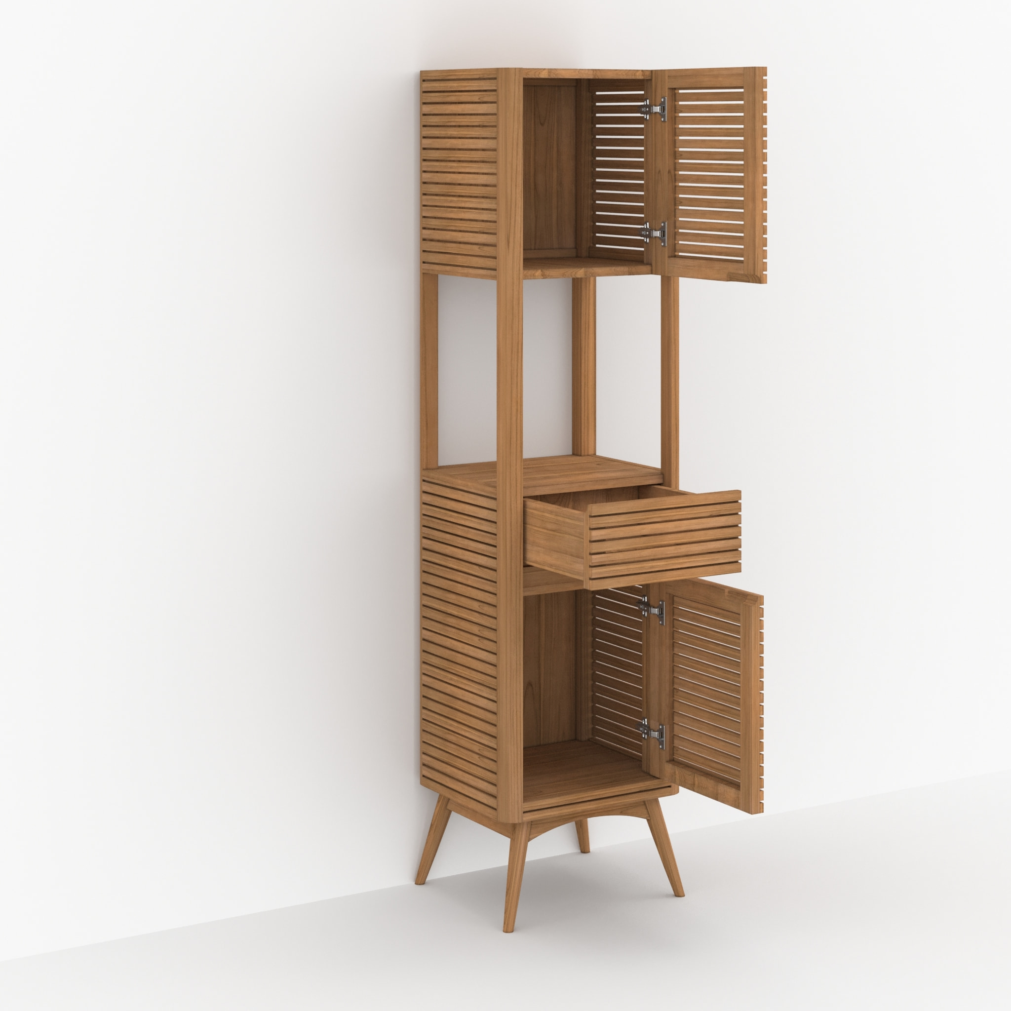 Ensemble de salle de bain en bois de teck 140 cm avec une niche - Auguste