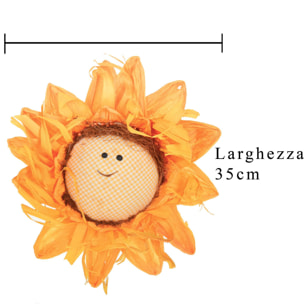 Girasole Con Faccina. Larghezza 35 Cm - Pezzi 3 - 35X8X35cm - Colore: Giallo - Bianchi Dino - Fiori E Soggetti Da Appendere