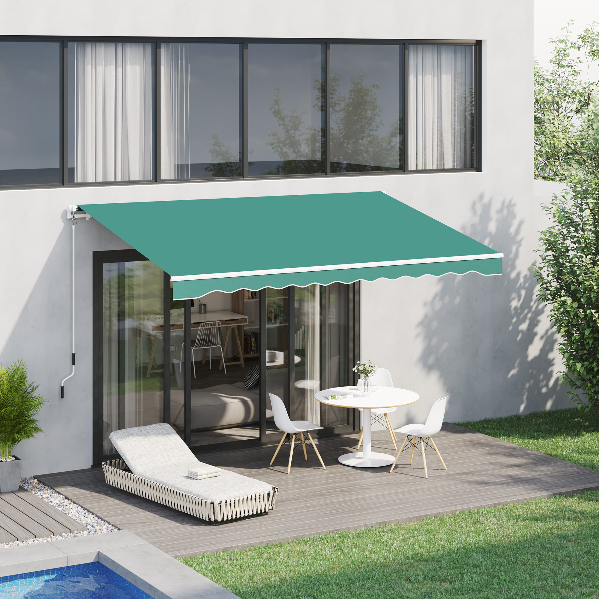 Toldo con Brazo de Aluminio Poliéster y Acero 4x2,5m Verde