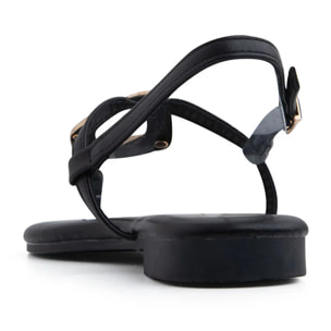 Sandalo infradito con maxi accessorio gold - NERO