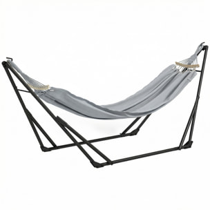 Hamac pliable complet - support acier, toile hamac coton - support 2 en 1 hamac chaise suspendue - noir gris