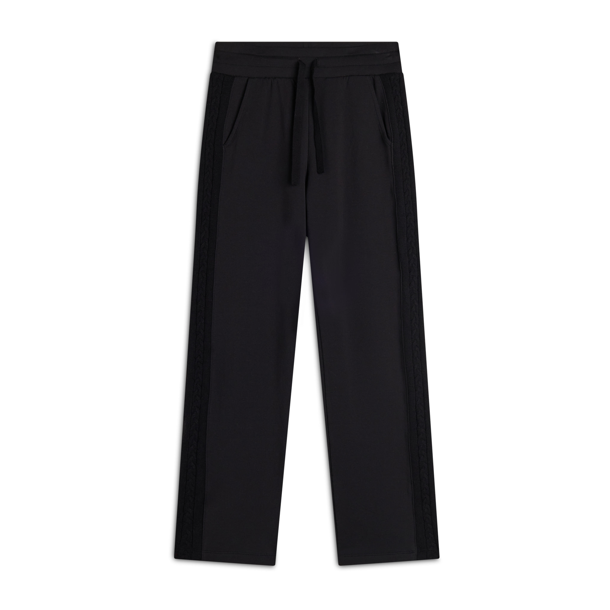 Pantalone lungo in felpa modal con bande a trecce