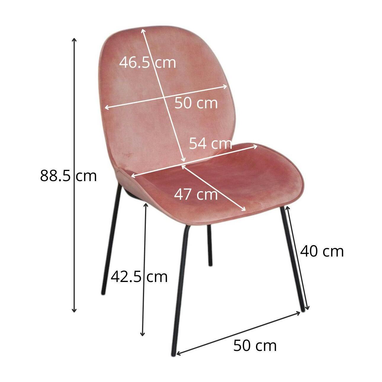 Lot de 2 chaises modernes velours rose FLORENCE