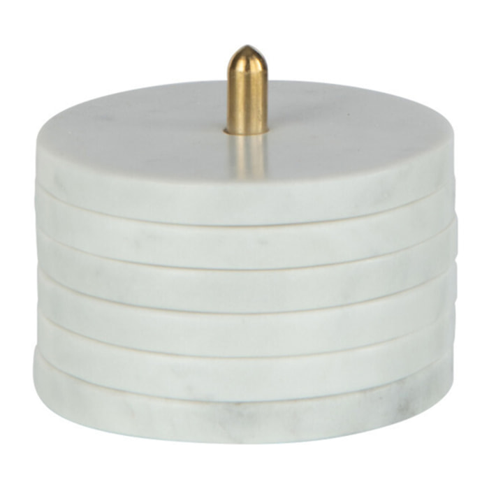 J-Line dessous de verre + Socle Rond Marbre - pierre - blanc - 6 pièces