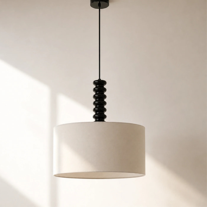 Suspension en tissu blanc et métal 40 cm - Ravel