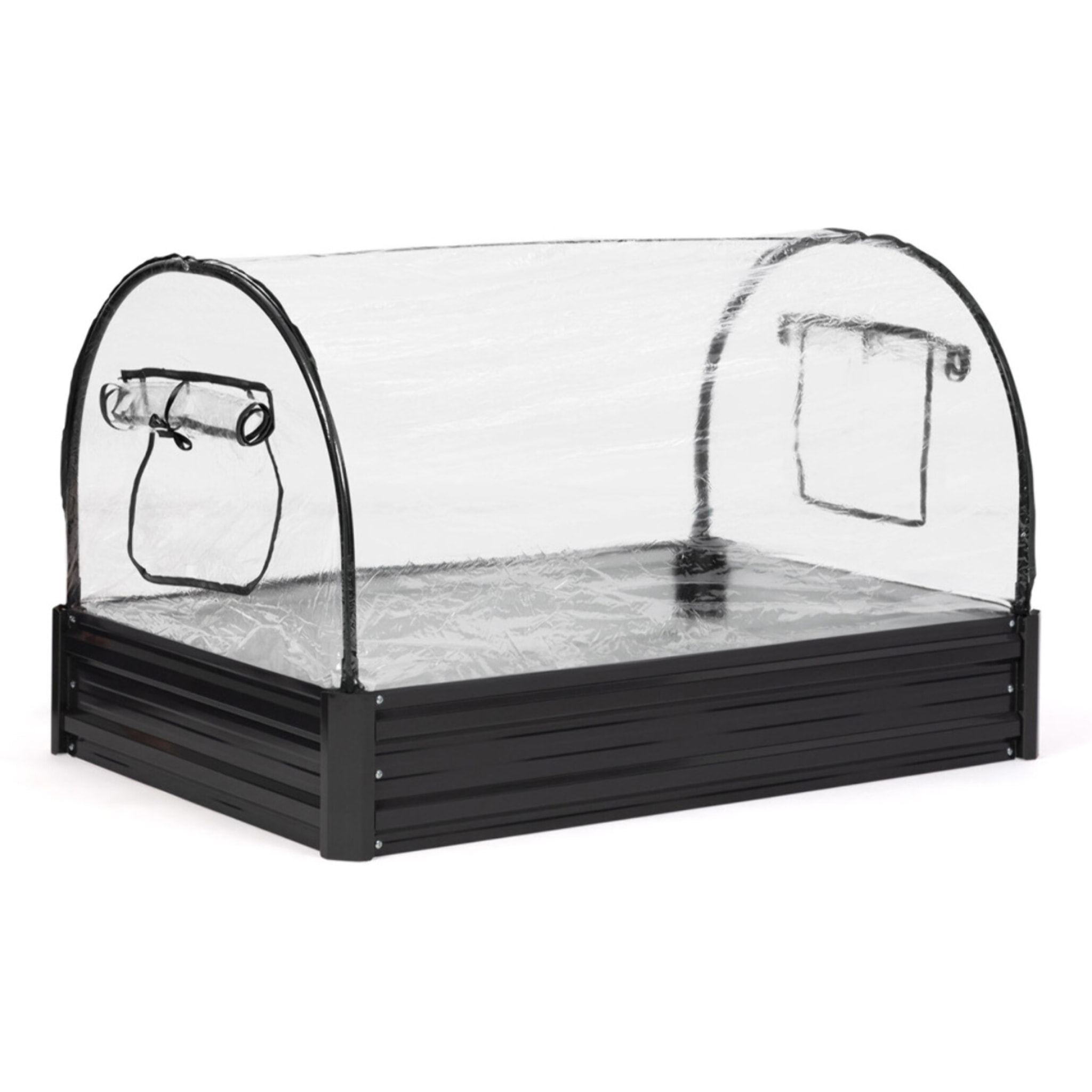 Serre de potager en métal 115cm gris anthracite