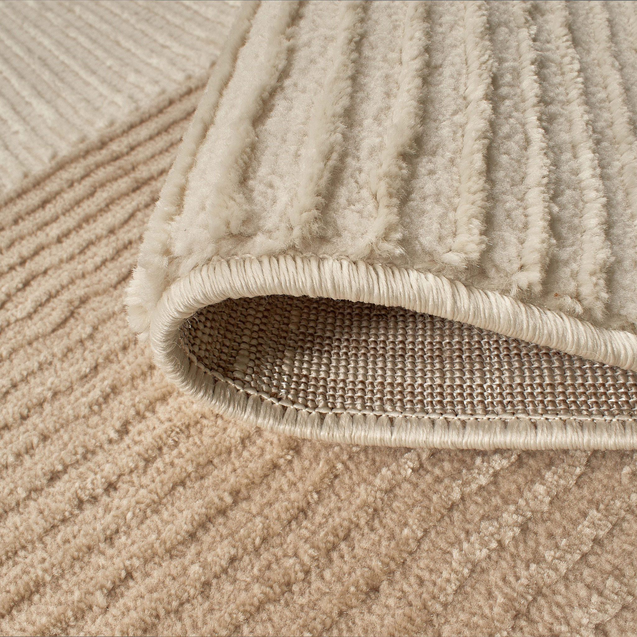 BIANCA - Tapis motif carreaux en relief crème et beige