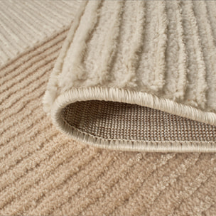 BIANCA - Tapis motif carreaux en relief crème et beige