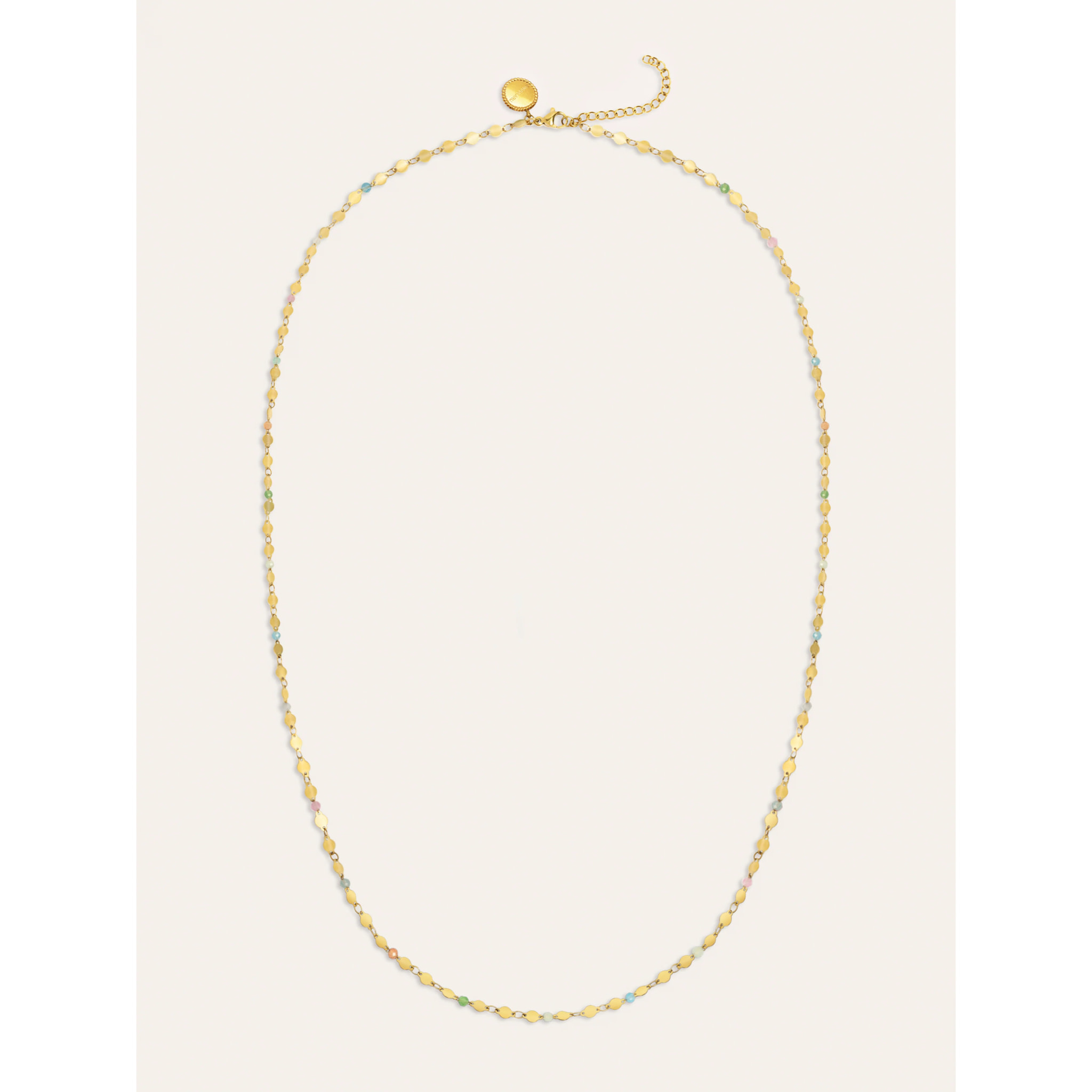 Collar Long Crystals Solar Acero Baño Oro