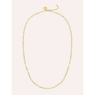 Collar Long Crystals Solar Acero Baño Oro