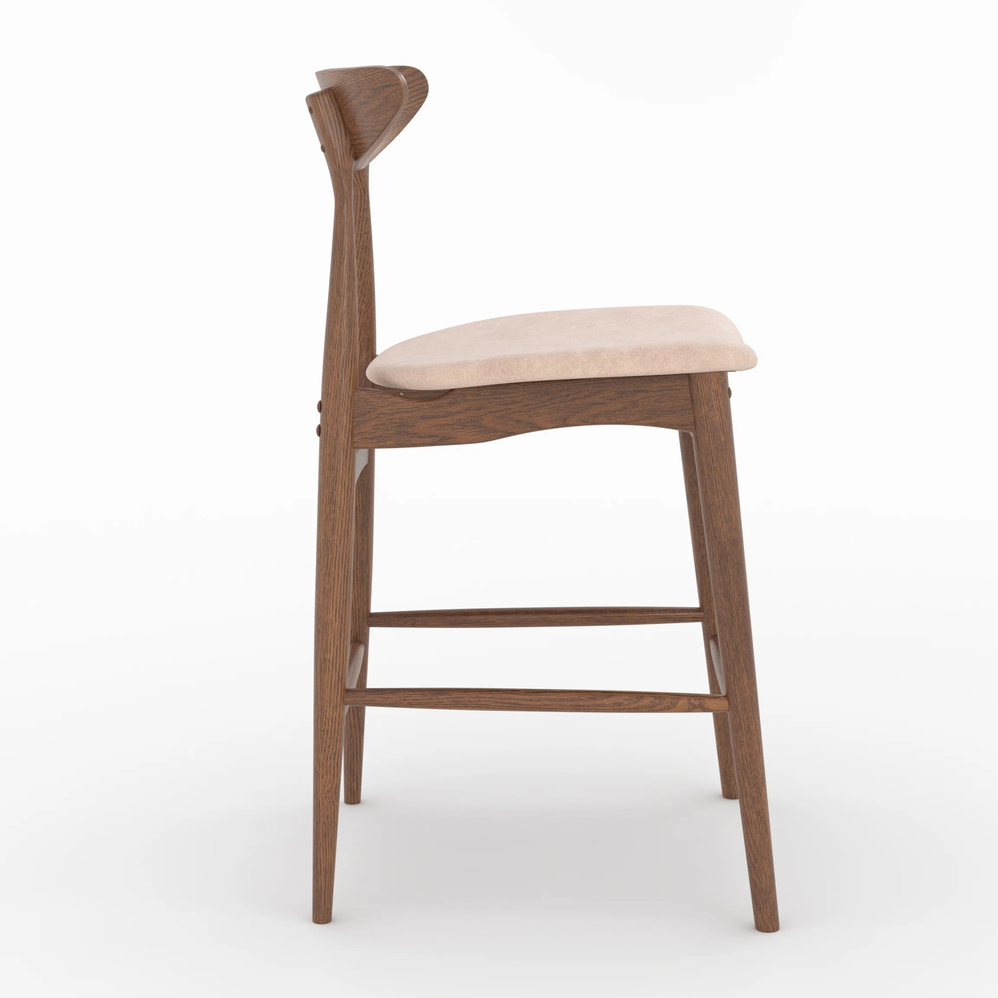 Lot de 2 chaises pour ilot central 63,5 cm en tissu beige et bois - Josette
