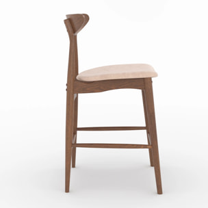 Lot de 2 chaises pour ilot central 63,5 cm en tissu beige et bois - Josette