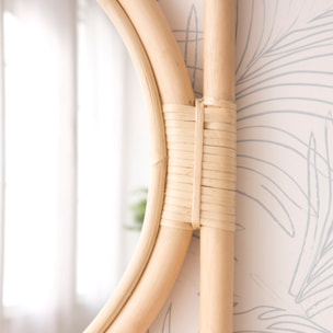 Dinha miroir rond mural en rotin naturel