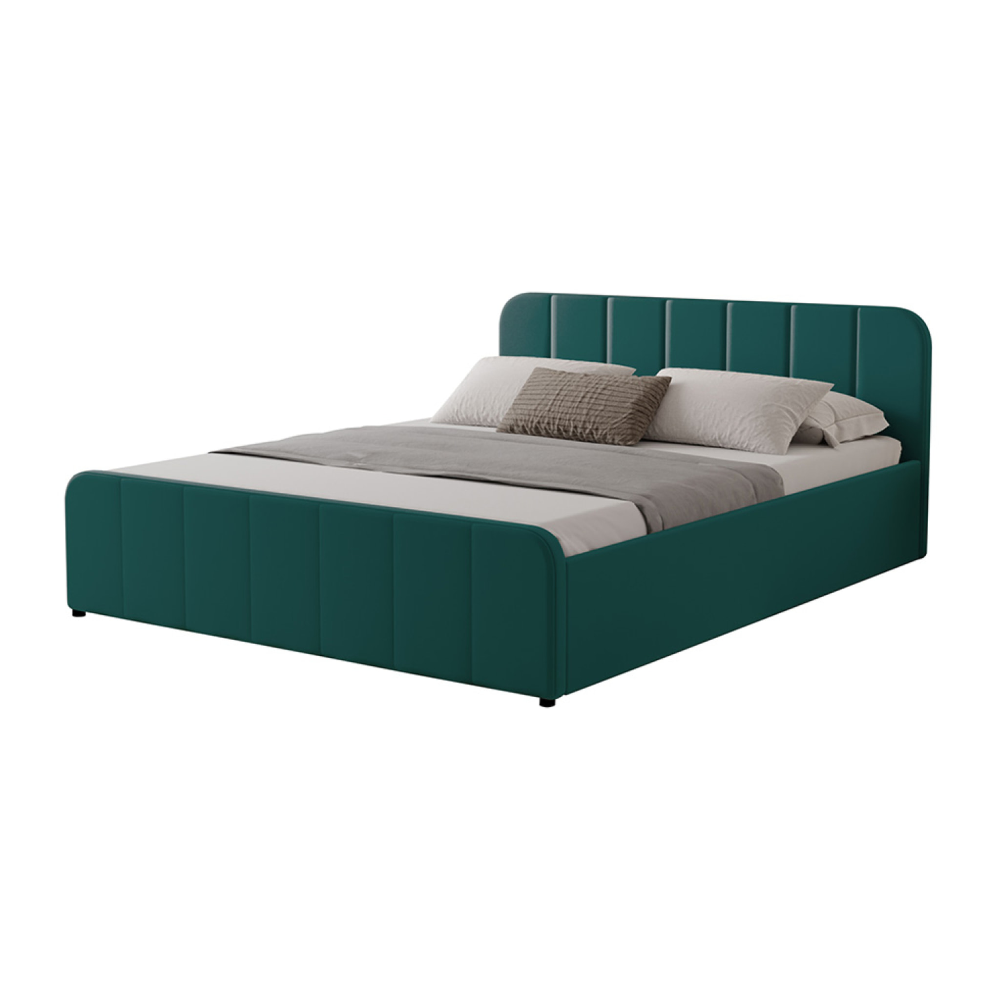Lit avec coffre de rangement 160x200cm en velours vert KANSAS