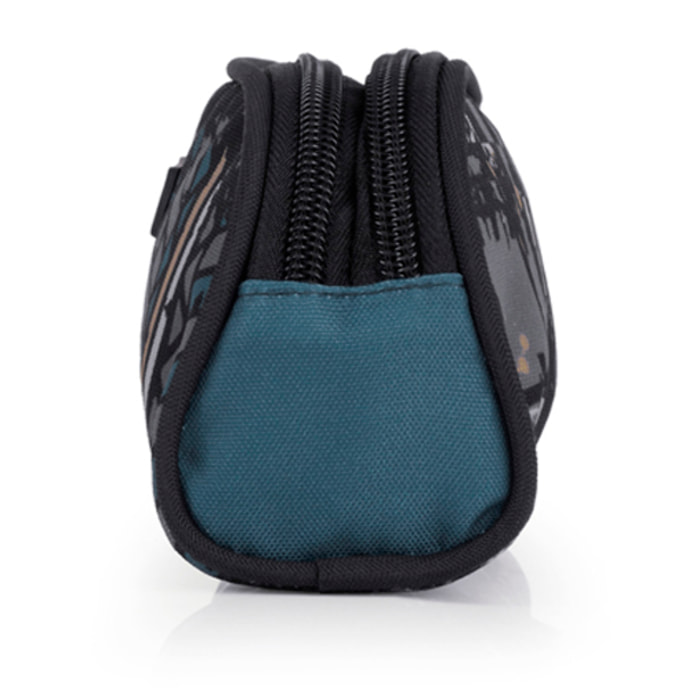 Estuche doble Gabol ROAD azul y negro y resistente al agua