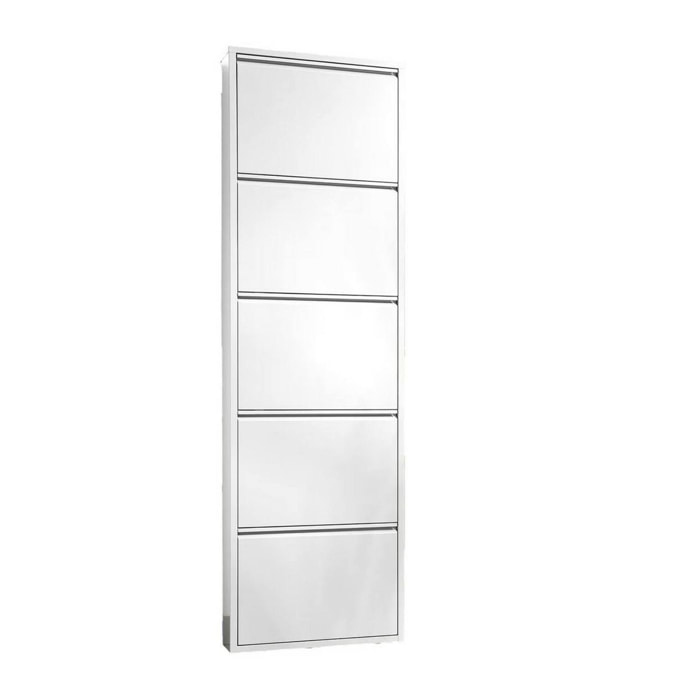 Scarpiera Afrend, Mobile portascarpe in metallo, Armadio da ingresso multiuso, Mobiletto per calzature, 50x15h172 cm, Bianco
