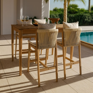 Ensemble de bar avec table haute et chaises en bois 4 places