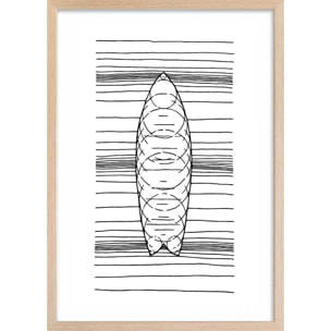 Poster surf géo Affiche + cadre en bois - Chêne