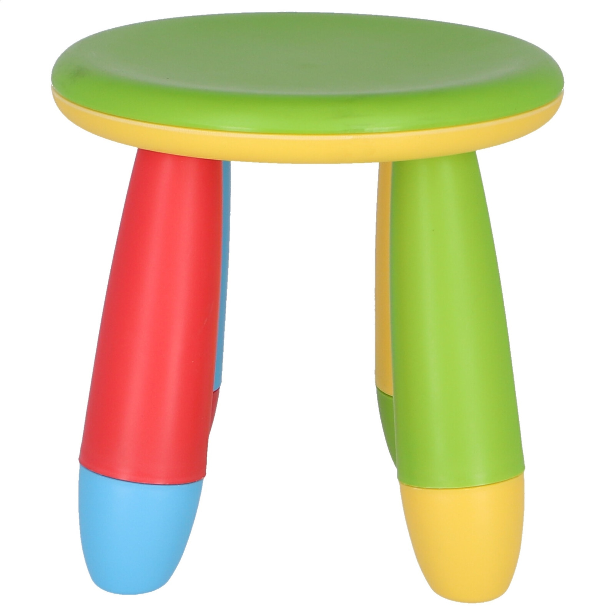 Taburete infantil verde en plástico fuerte y resistente, diá:30 cm x h:26 cm