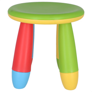 Taburete infantil verde en plástico fuerte y resistente, diá:30 cm x h:26 cm