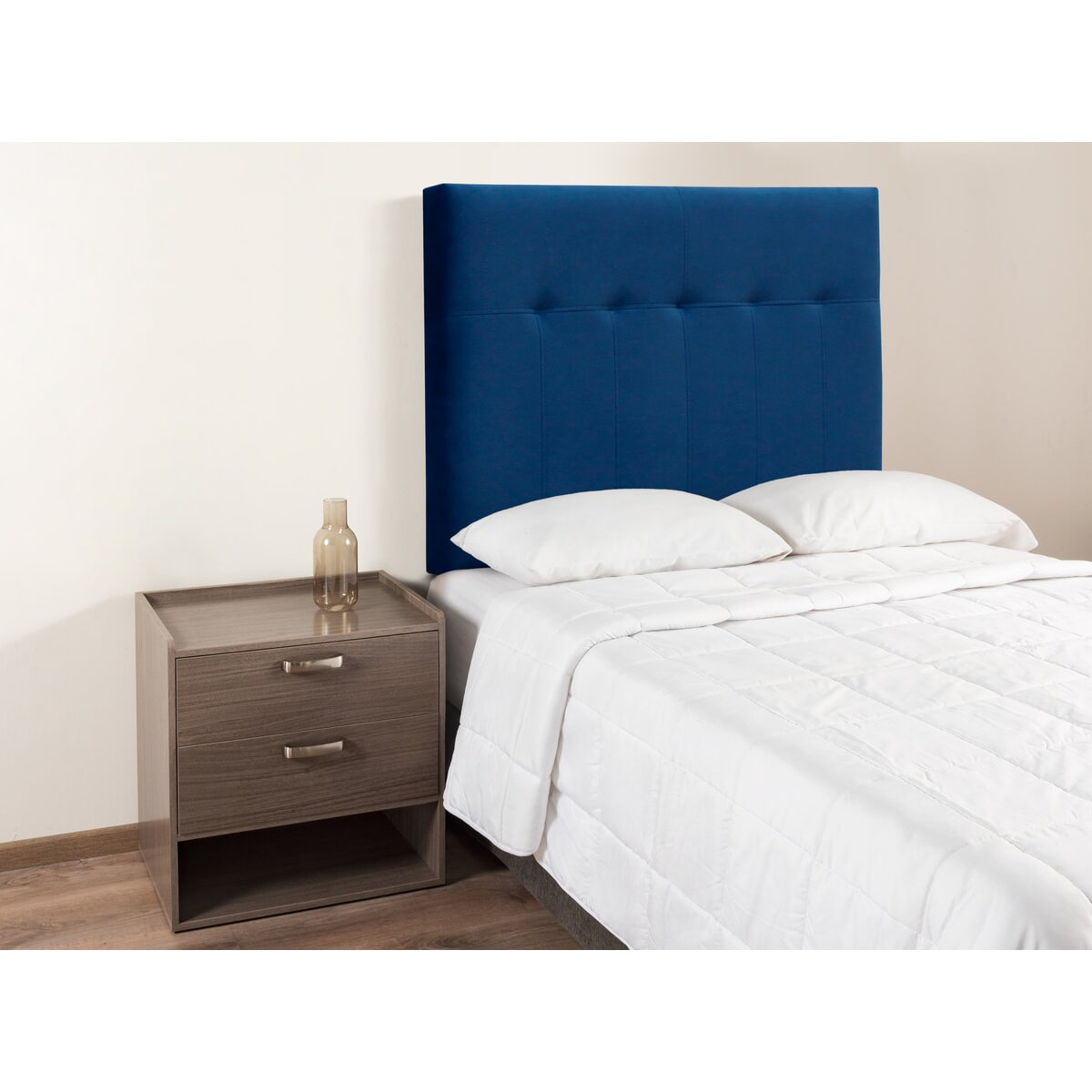 Tête de lit capitonnée en Velours "Lya" - 90 x 100 cm - Bleu foncé
