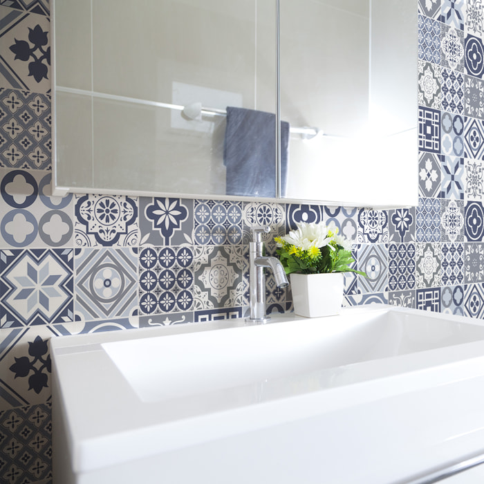 Stickers muraux - Sticker Mural Carrelage adhésif Cuisine Salle de Bain - 24 STICKERS CARRELAGES KENJA