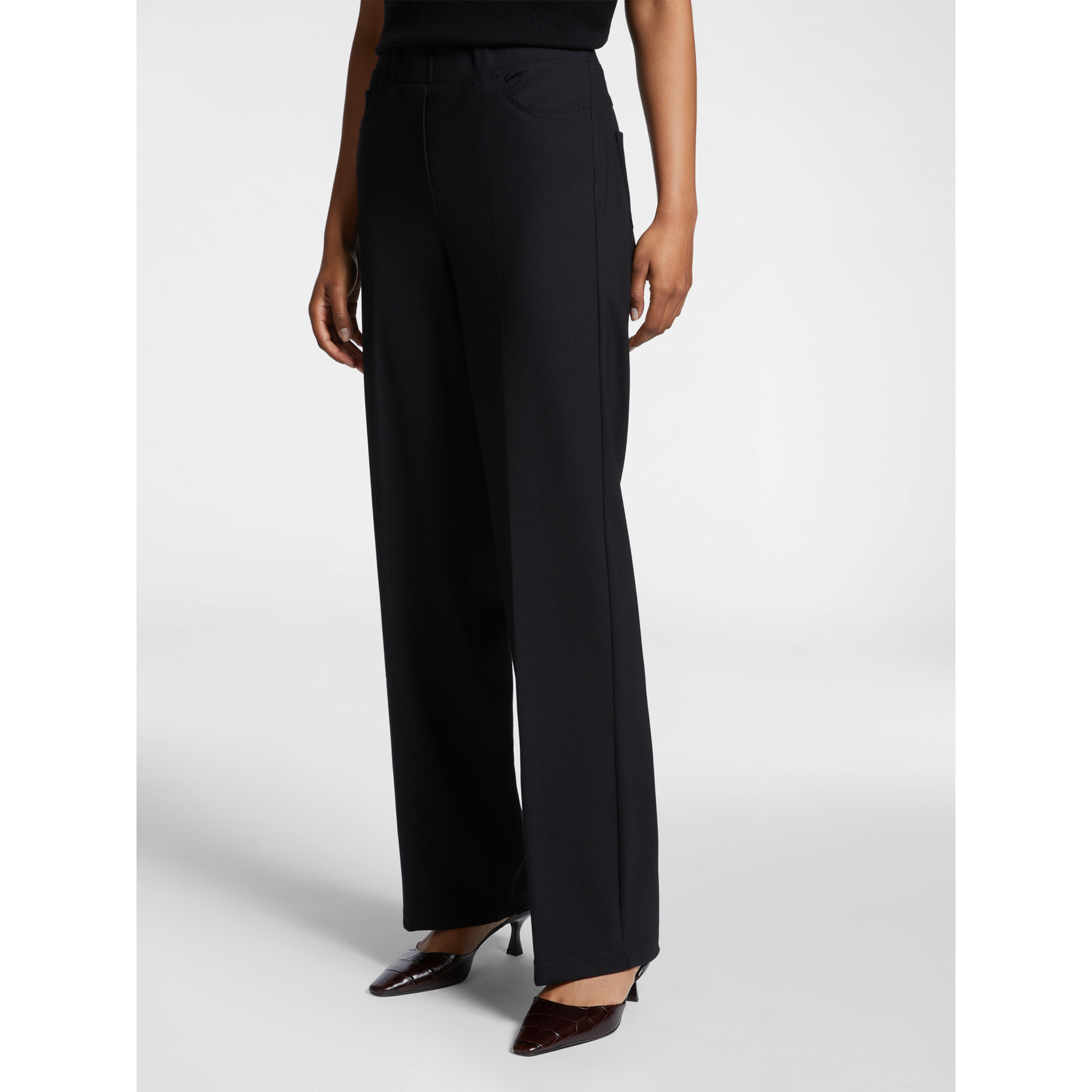 Elena Mirò - Pantalones pull on de punto Milano - Negro