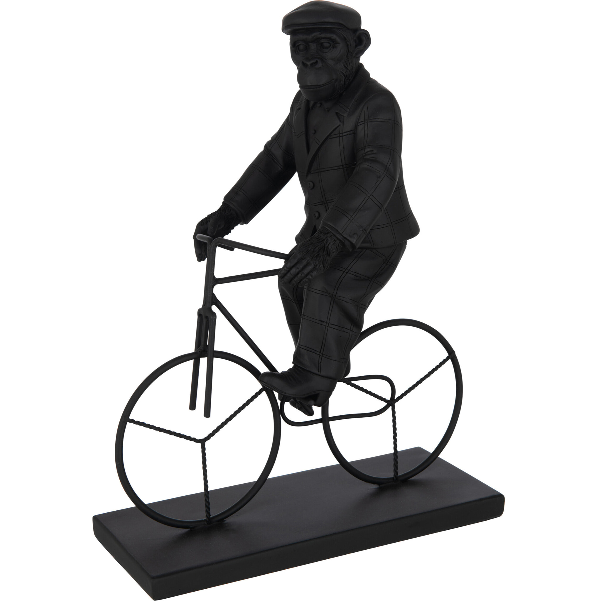 J-Line décoration Singe Vélo - polyrésine - noir - large
