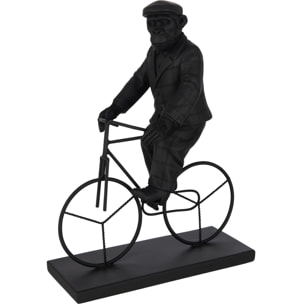 J-Line décoration Singe Vélo - polyrésine - noir - large