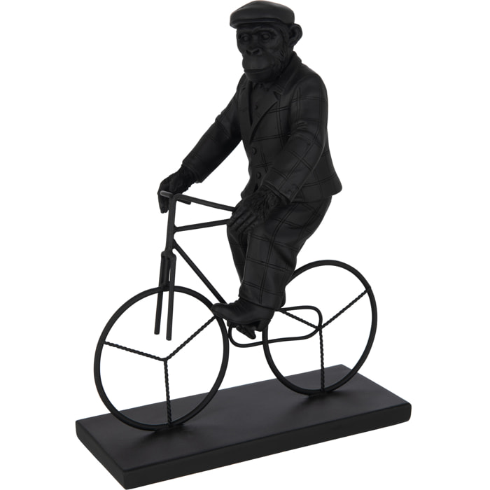 J-Line décoration Singe Vélo - polyrésine - noir - large
