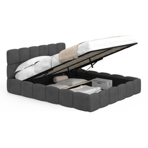 Lit coffre Bubble 160x200cm velours gris