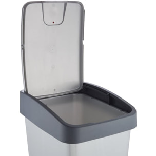 Cubo de Basura Premium con Tapa Abatible, Tacto Suave, color Plateado