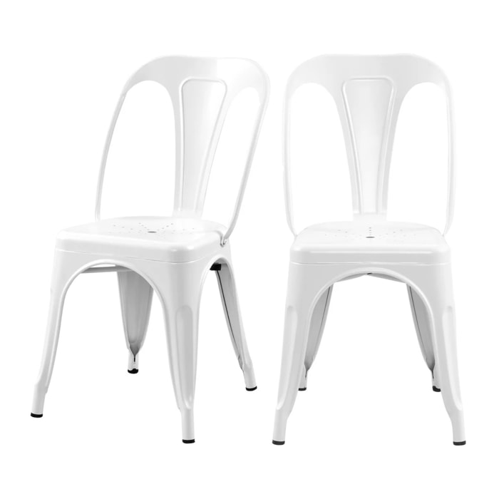 Lot de 2 chaises en métal blanc mat - Indus