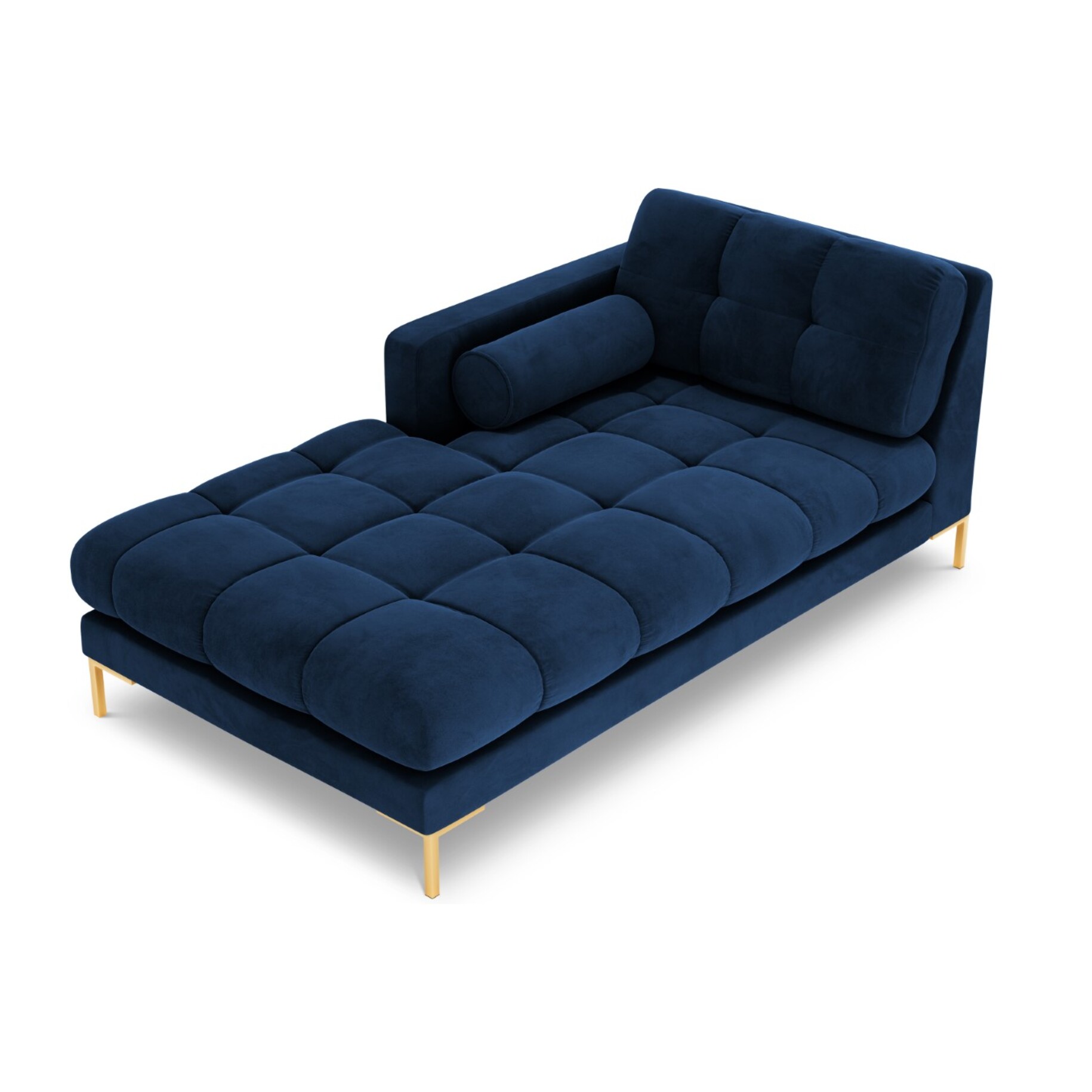 Méridienne gauche "Bali" en velours bleu roi