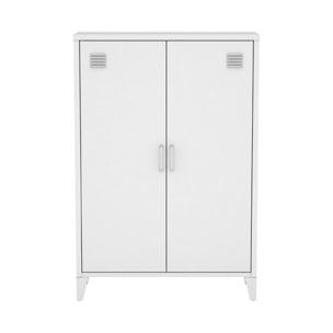 Commode/armoire en métal blanc. 2 espaces de rangement