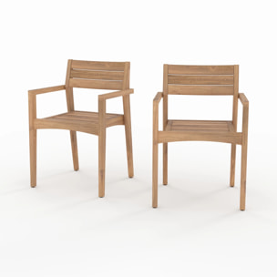 Lot de 2 chaises de jardin en bois de teck recyclé - Yogy